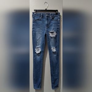 American Eagle Super Hi-Rise Jeggings Size 2 Blue